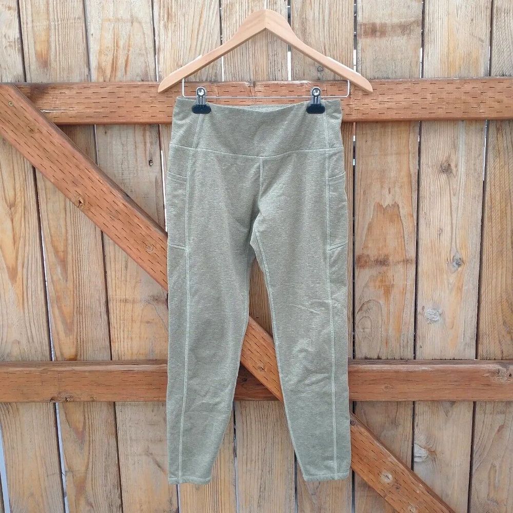 KYODAN Women's Athletic Workout Leggings Heather Sage With Pockets Size M